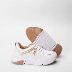 Tênis Casual Feminino Modare Ultraconforto Recorte Metalizado Branco