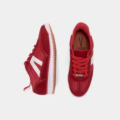 Tênis Casual Feminino Vizzano Recortes em Camurça Vermelho