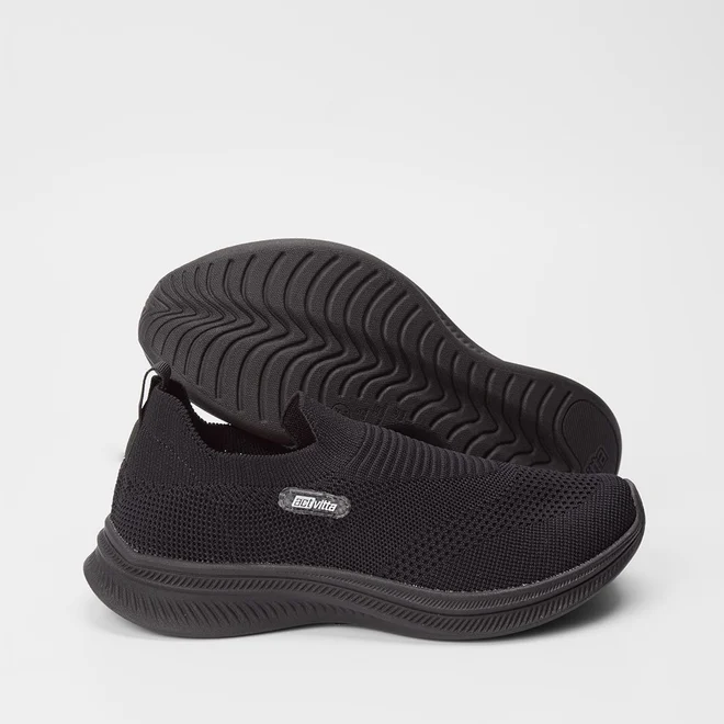 Slip On Feminino Actvitta Jogging Knit Preto