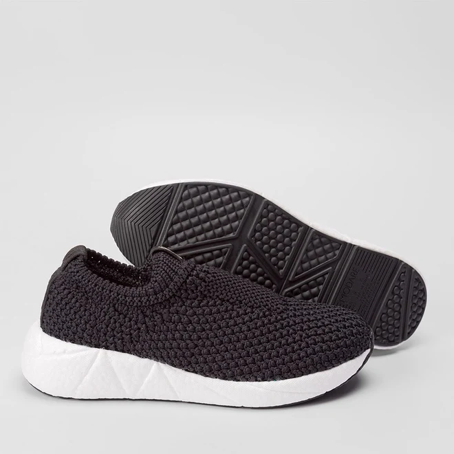 Tênis Modare Casual Feminino Knit Crochê Preto