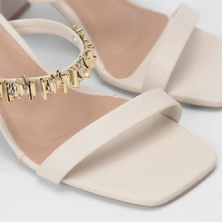 Tamanco Feminino Gabriela Salto Taça Aplicação Estilizada Off White