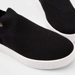 Slip On Feminino Moleca Knit Calce Fácil Preto