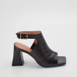 Sandália Vizzano Salto Alto Decote Fechado Croco Preto