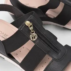 Sandália Modare Anabela Tiras Elástico Zipper Preto