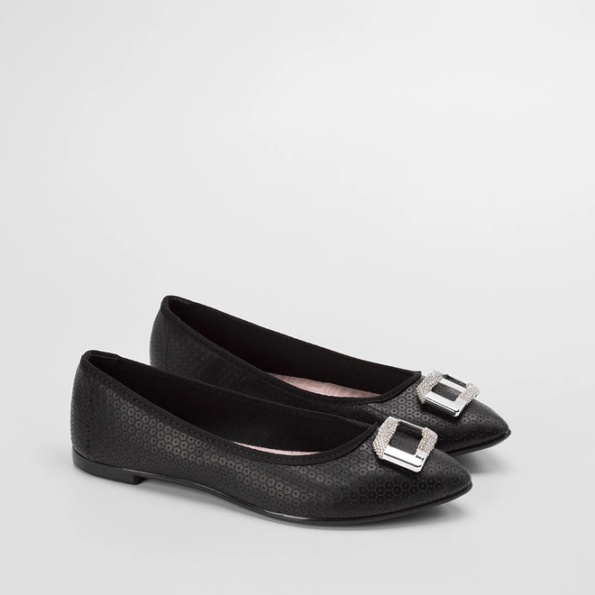 Sapatilha Moleca Texturizada Enfeite Strass Preto