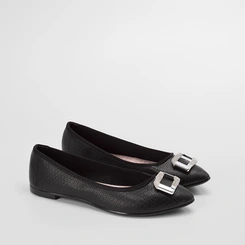 Sapatilha Moleca Texturizada Enfeite Strass Preto