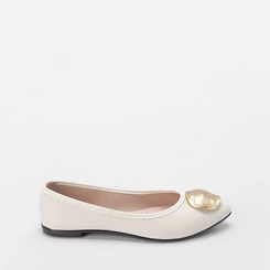 Sapatilha Moleca Enfeite Dourado Off White