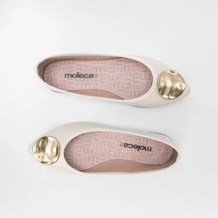 Sapatilha Moleca Enfeite Dourado Off White