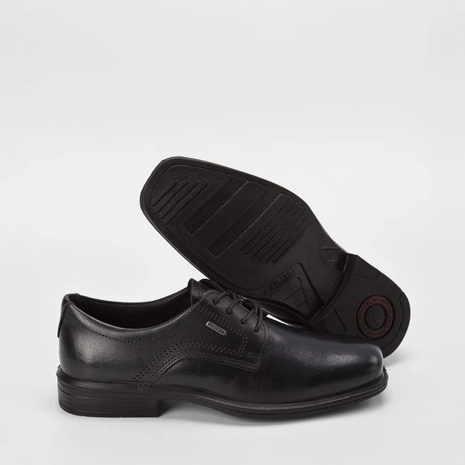 Sapato Social Pegada Pespontos Couro Preto