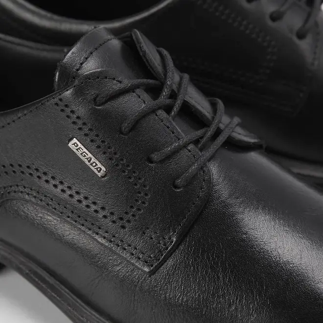 Sapato Social Pegada Pespontos Couro Preto