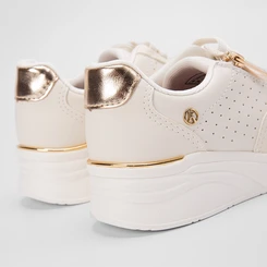 Tênis Casual Feminino Kolosh Anabela Ziper Lateral Bege