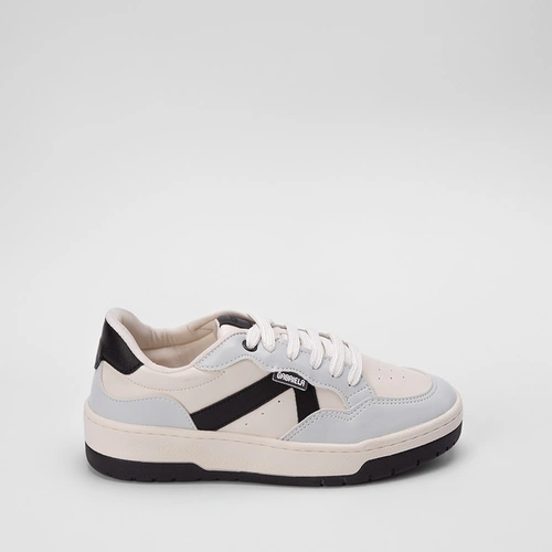 Vista 2 Tênis Gabriela Casual Recorte Estilizado Cinza & Bege Off White GABRIELA Off White
