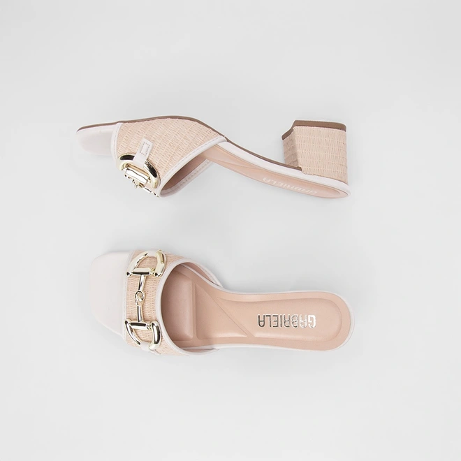 Tamanco Gabriela Textura Ráfia Aplicação Off White