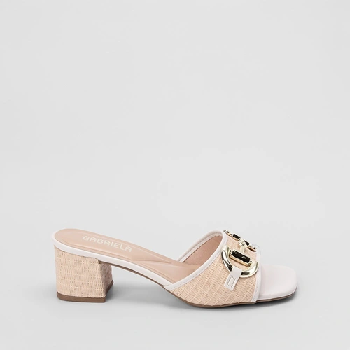 Tamanco Gabriela Textura Ráfia Aplicação Off White