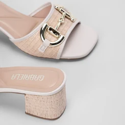 Tamanco Gabriela Textura Ráfia Aplicação Off White