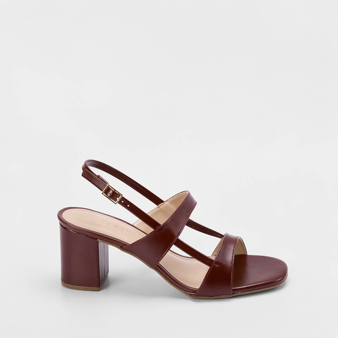 Sandália Penélope Salto Médio Tira Dupla Vinho