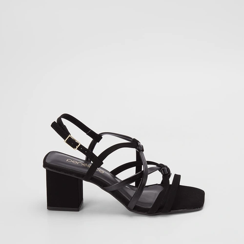 Vista 2 Sandália Penélope Salto Médio Tira Cruzada Nó Preto PENÉLOPE Preto