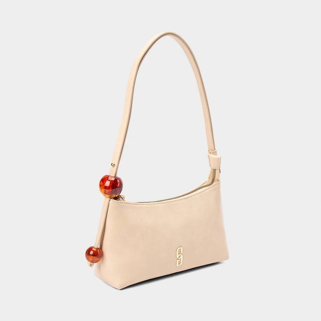 Bolsa Hobo Média Gabriela Detalhe Esfera Marfim