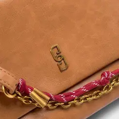 Bolsa Envelope Gabriela Média Alça Corrente & Corda Caramelo