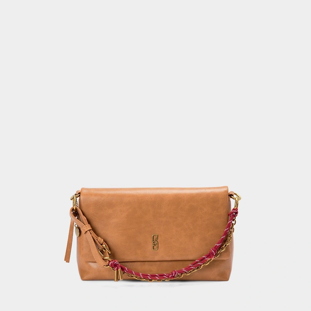 小物 abc...z Bolsa Envelope Gabriela Média Alça Corrente & Corda Caramelo