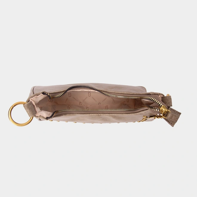 Bolsa Hobo Gabriela Pequena Texturizada Detalhe Rebite Verde