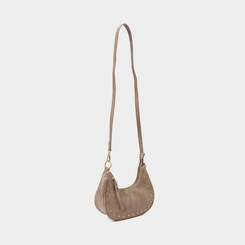 Bolsa Hobo Gabriela Pequena Texturizada Detalhe Rebite Verde