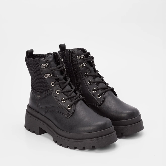Bota Coturno Dakota Plataforma Knit & Ilhós Preto