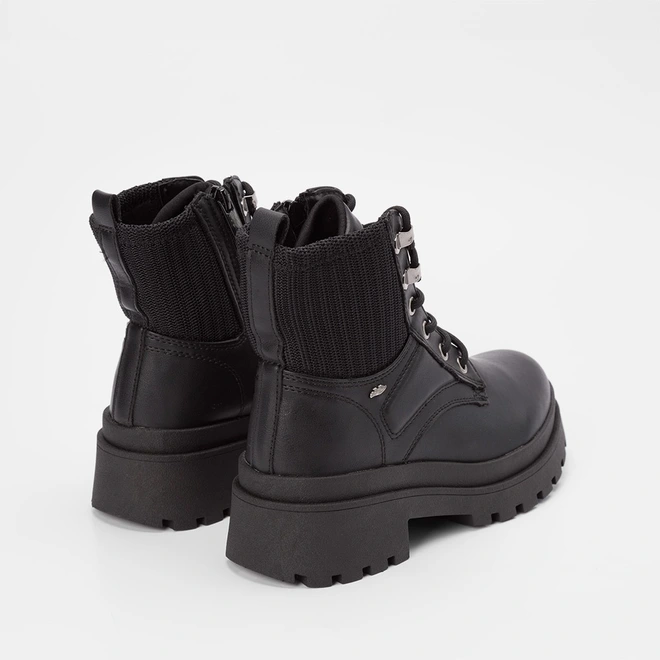 Bota Coturno Dakota Plataforma Knit & Ilhós Preto