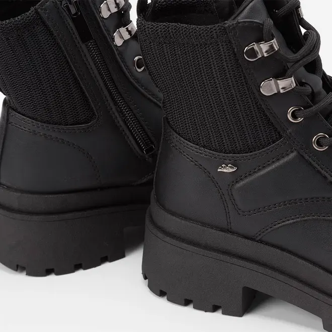 Bota Coturno Dakota Plataforma Knit & Ilhós Preto