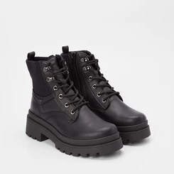 Bota Coturno Dakota Plataforma Knit & Ilhós Preto