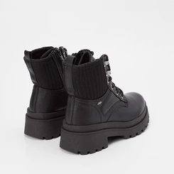 Bota Coturno Dakota Plataforma Knit & Ilhós Preto