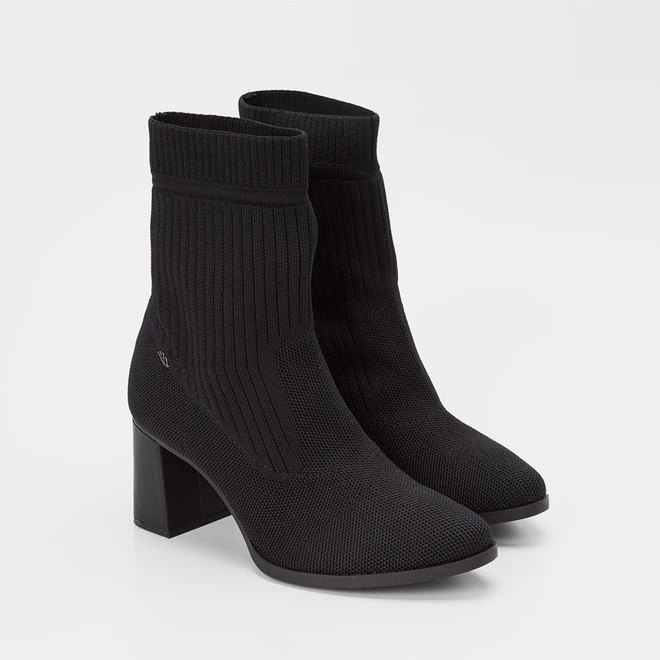 Ankle Boot Dakota Salto Médio Knit Preto