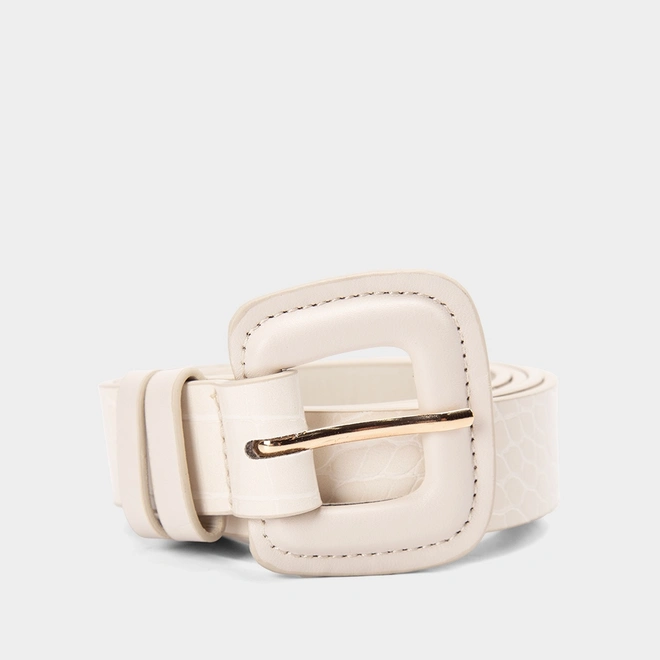 Cinto Gabriela Croco Fivela Off White