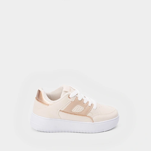 Tenis Infantil Gabrielinha Flatform Recortes Metalizado Bege