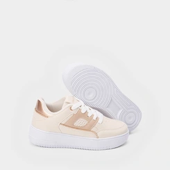 Tenis Infantil Gabrielinha Flatform Recortes Metalizado Bege