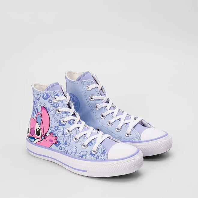 Tênis Infantil Converse All Star Chuck Taylor Cano Alto Stitch Lilás