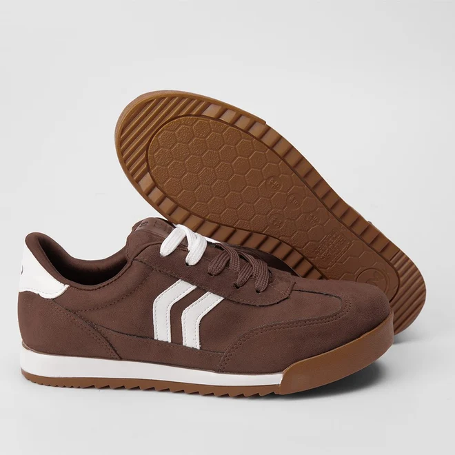 Tênis Via Marte Casual Feminino Detalhe Lateral Marrom