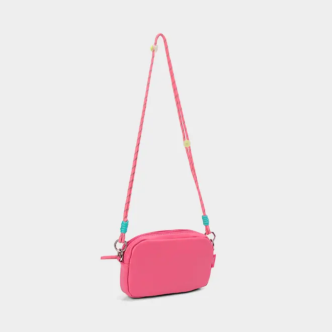 Bolsa Camera Bag Vertus Pequena Transversal Alça Corda Nó Rosa