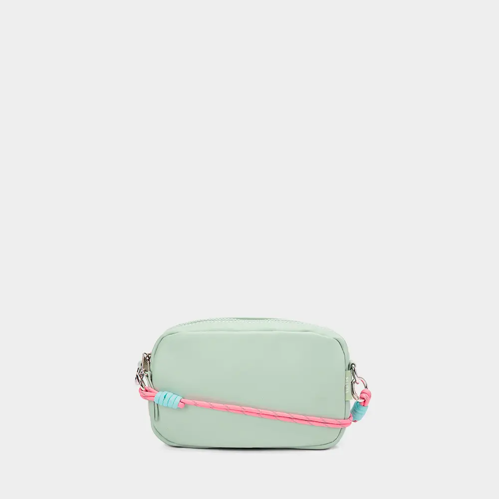 Bolsa Camera Bag Vertus Pequena Transversal Alça Corda Nó Verde