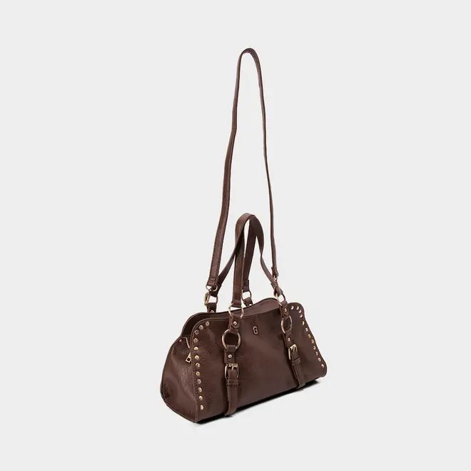 Bolsa Gabriela Boho Shoulder Tachas Marrom