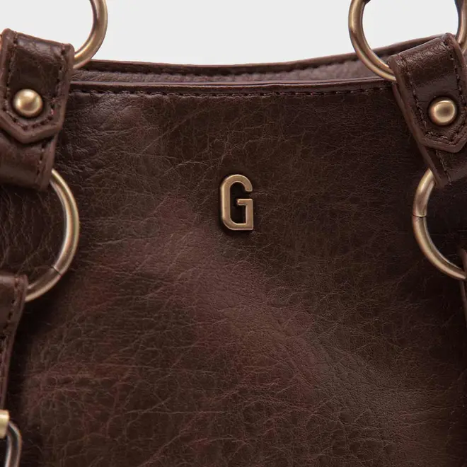 Bolsa Gabriela Boho Shoulder Tachas Marrom