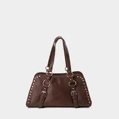 Bolsa Gabriela Boho Shoulder Tachas Marrom