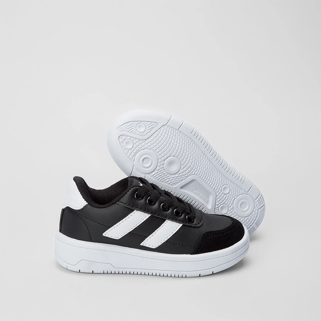 Tênis Infantil Vertus Casual Recorte Lateral Preto