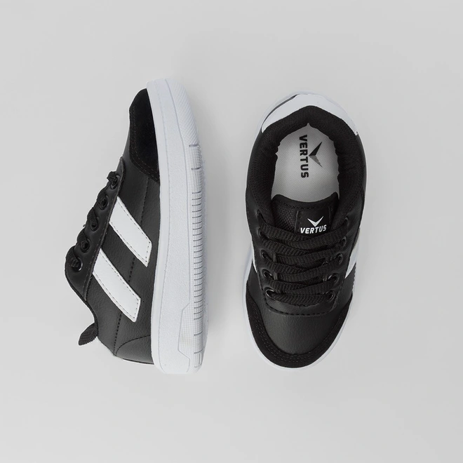 Tênis Infantil Vertus Casual Recorte Lateral Preto
