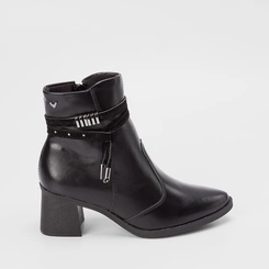Ankle Boot Mississipi Salto Médio Rebite Enfeite Metalizado Preto