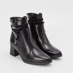 Ankle Boot Mississipi Salto Médio Rebite Enfeite Metalizado Preto