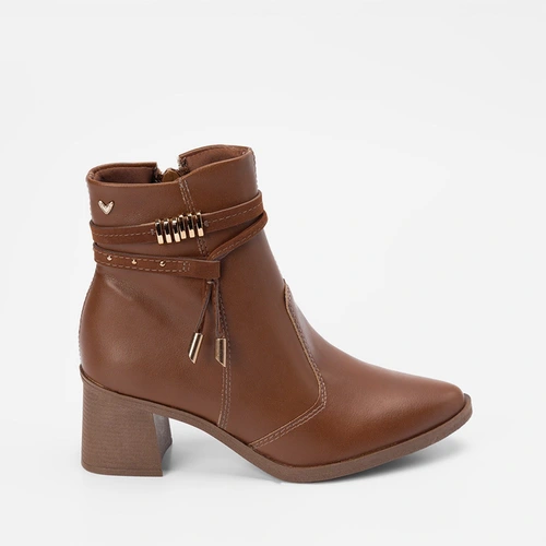 Ankle Boot Mississipi Salto Médio Fivelas Marrom