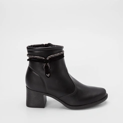 Ankle Boot Mississipi Salto Médio Tira Strass Preto