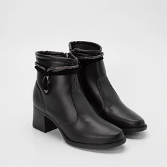 Ankle Boot Mississipi Salto Médio Tira Strass Preto