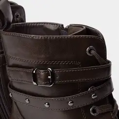 Bota Coturno Mooncity Cano Curto Tratorado Detalhe Fivela Marrom